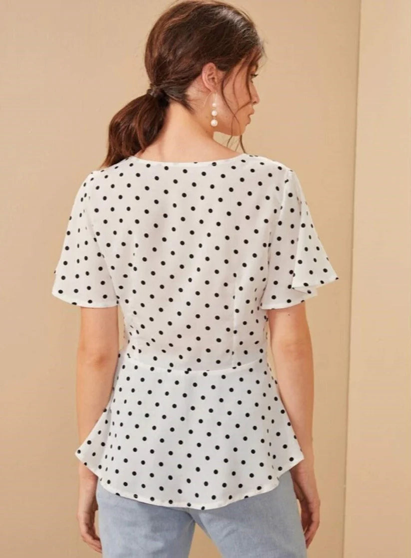 White Polka Dot Stylish Top