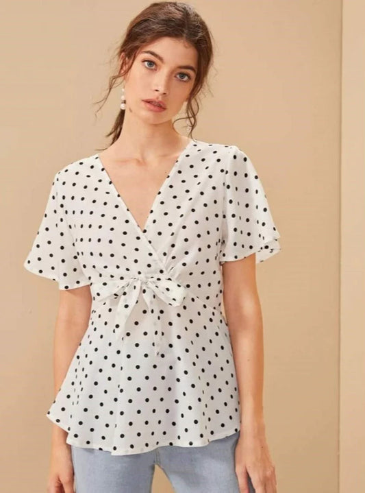 White Polka Dot Stylish Top