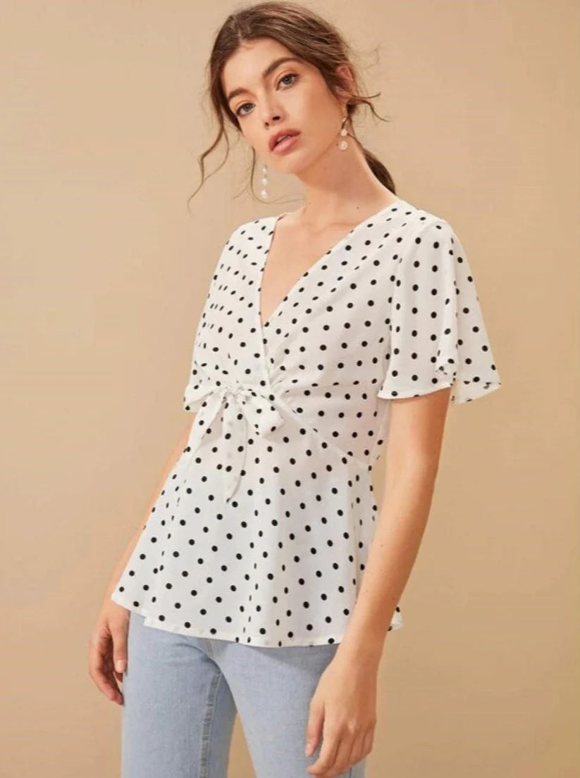 White Polka Dot Stylish Top